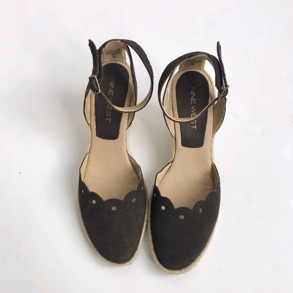 Nine West Dark Brown Espadrille Wedges Wedge Sandal 7M - Picture 3 of 6